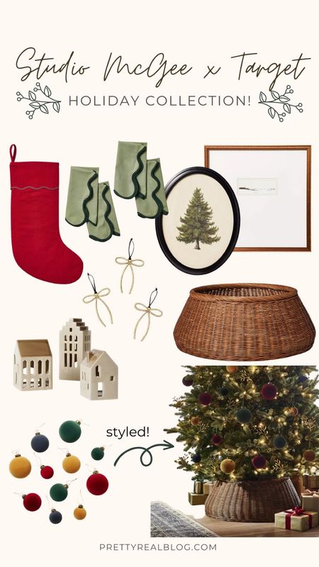 Studio McGee x threshold at target just dropped! Christmas decor, tree collar, velvet ornaments, flocked, ornaments, bow ornaments, red, stocking, scallop trim napkins, scalloped, trim, tree art, Christmas art, ceramic houses

#LTKhome #LTKHolidaySale #LTKHoliday