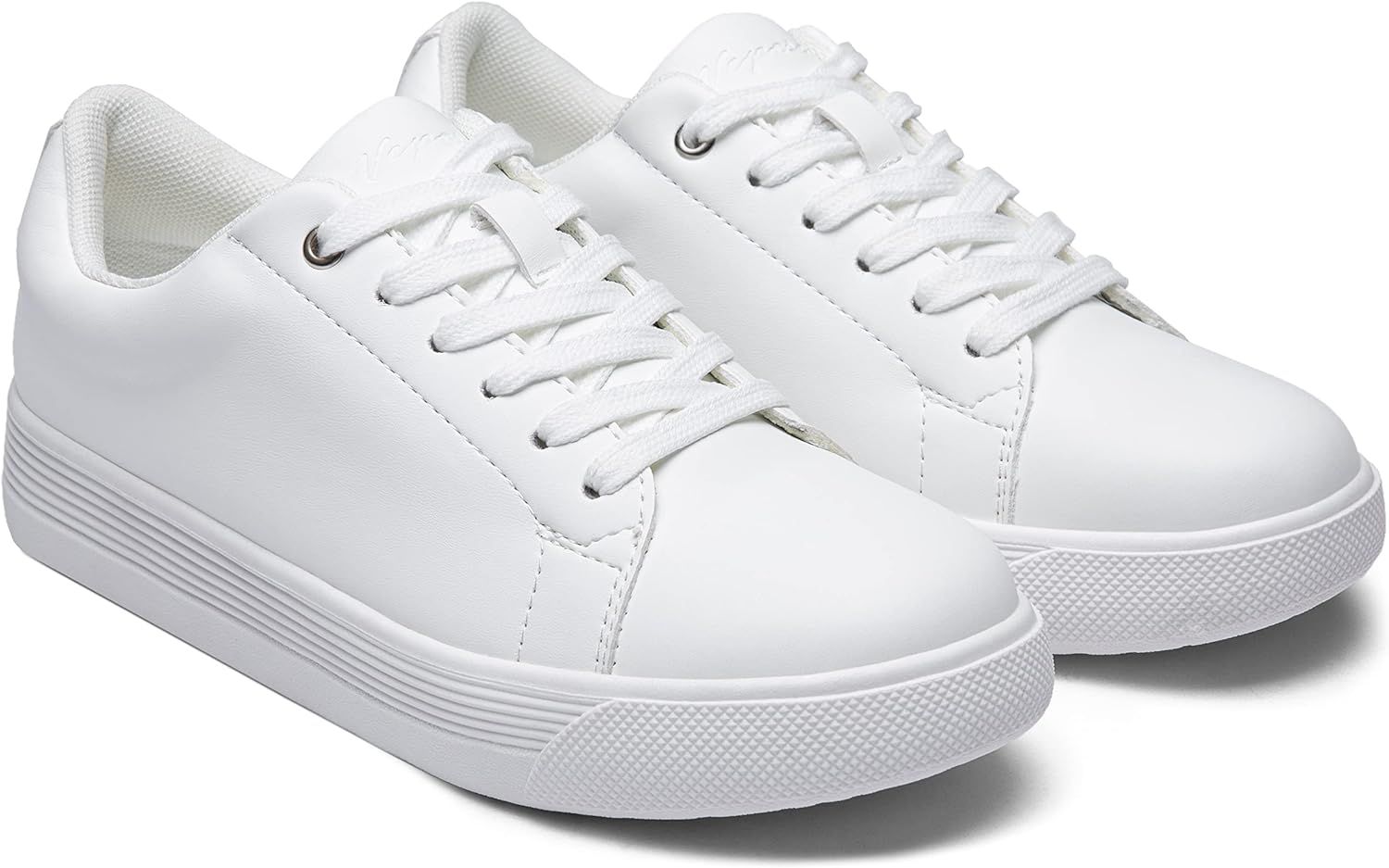 Vepose Women's Fashion Sneakers 8012 White Comfortable Walking Memory Foam Lace Up Cute Shoes | Amazon (US)