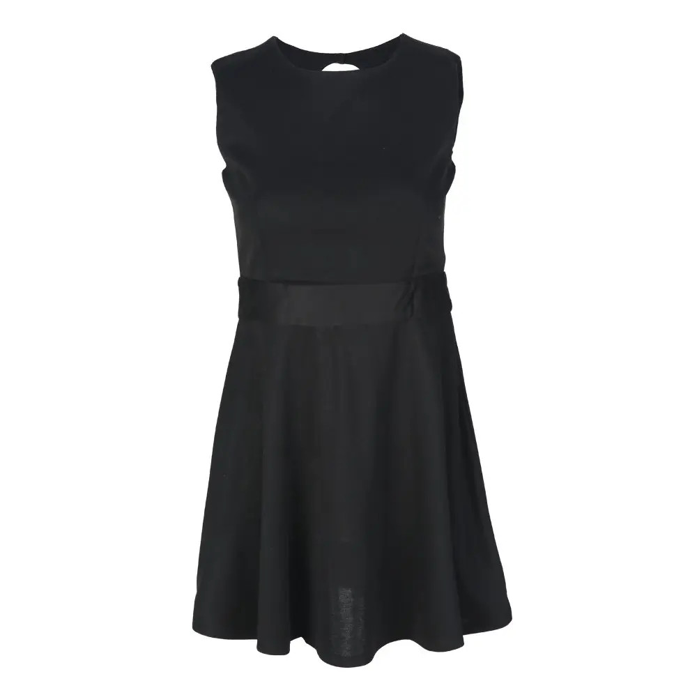 HAODUOYI Women's Fashion Open Back Sleeveless High Waist Dress Black | Rosegal US