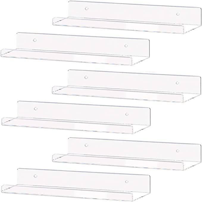 Weiai Clear Acrylic Shelf 15" Invisible Floating Wall Ledge Bookshelf, Kids Book Display Shelves ... | Amazon (US)