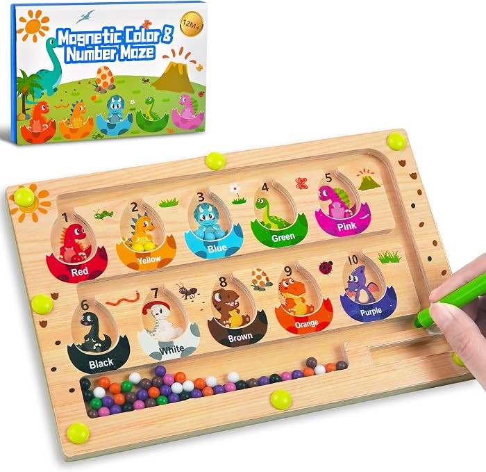 Busy Board Travel toys for Toddlers Kids, Montessori Toys Magnetic Color and Number Maze Puzzle, ... | Amazon (US)