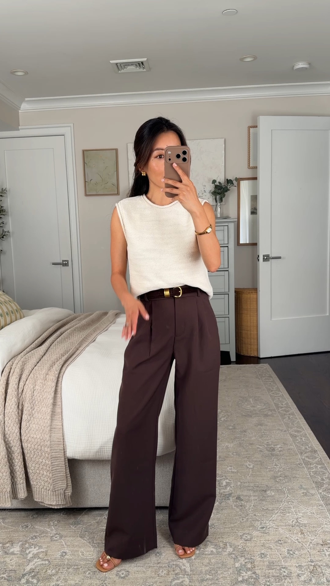 BOGO sale -Size info below! 
• Sloane wide leg pants 24 Short, length is longer for Short but the waist is TTS with a touch of stretch in the back
• Abercrombie Cotton rollneck sweater shell XXS, loose relaxed fit  
• Loeffler Randall sandals 5.5 

Summer workwear, classic summer style, petite friendly

#LTKPetite #LTKootd #LTKWorkwear