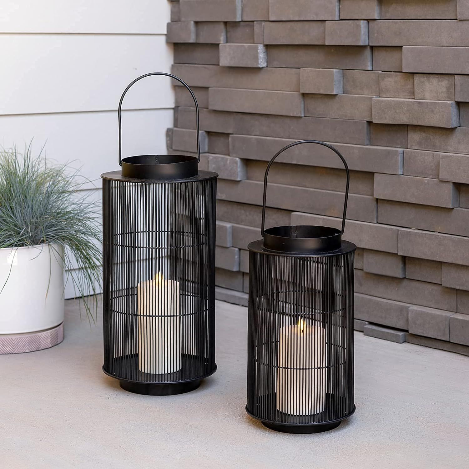 LampLust Outdoor Lantern Decorative Outdoor Patio Decor, 16 Inch Candle Lantern, Black Metal, Out... | Amazon (US)