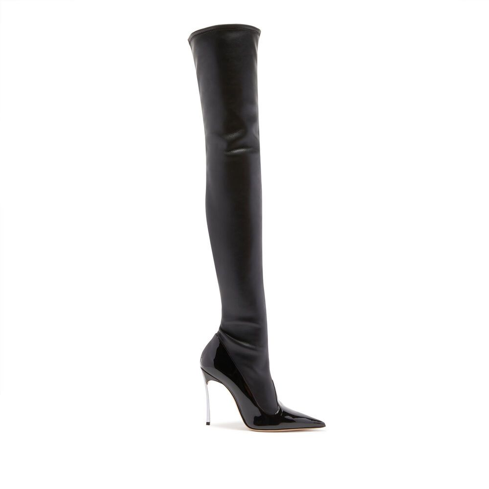 Super Blade Divina Patent Leather High Boots in Black for Women | Casadei® | Casadei
