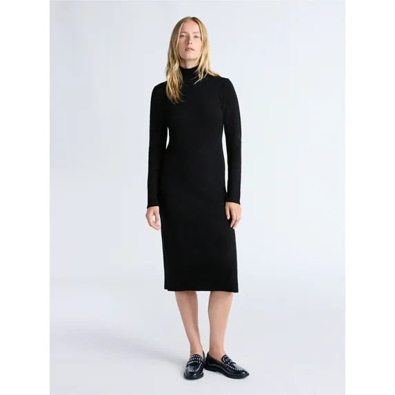 Free Assembly Women's Turtleneck Sweater Midi Dress with Long Sleeves, Sizes XS-XXL | Walmart (US)