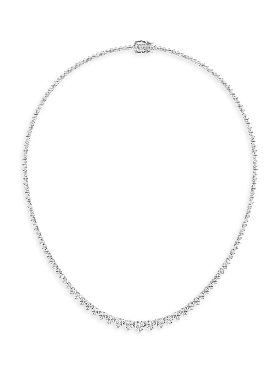 14K White Gold & 10 TCW Natural Diamond Tennis Necklace | Saks Fifth Avenue