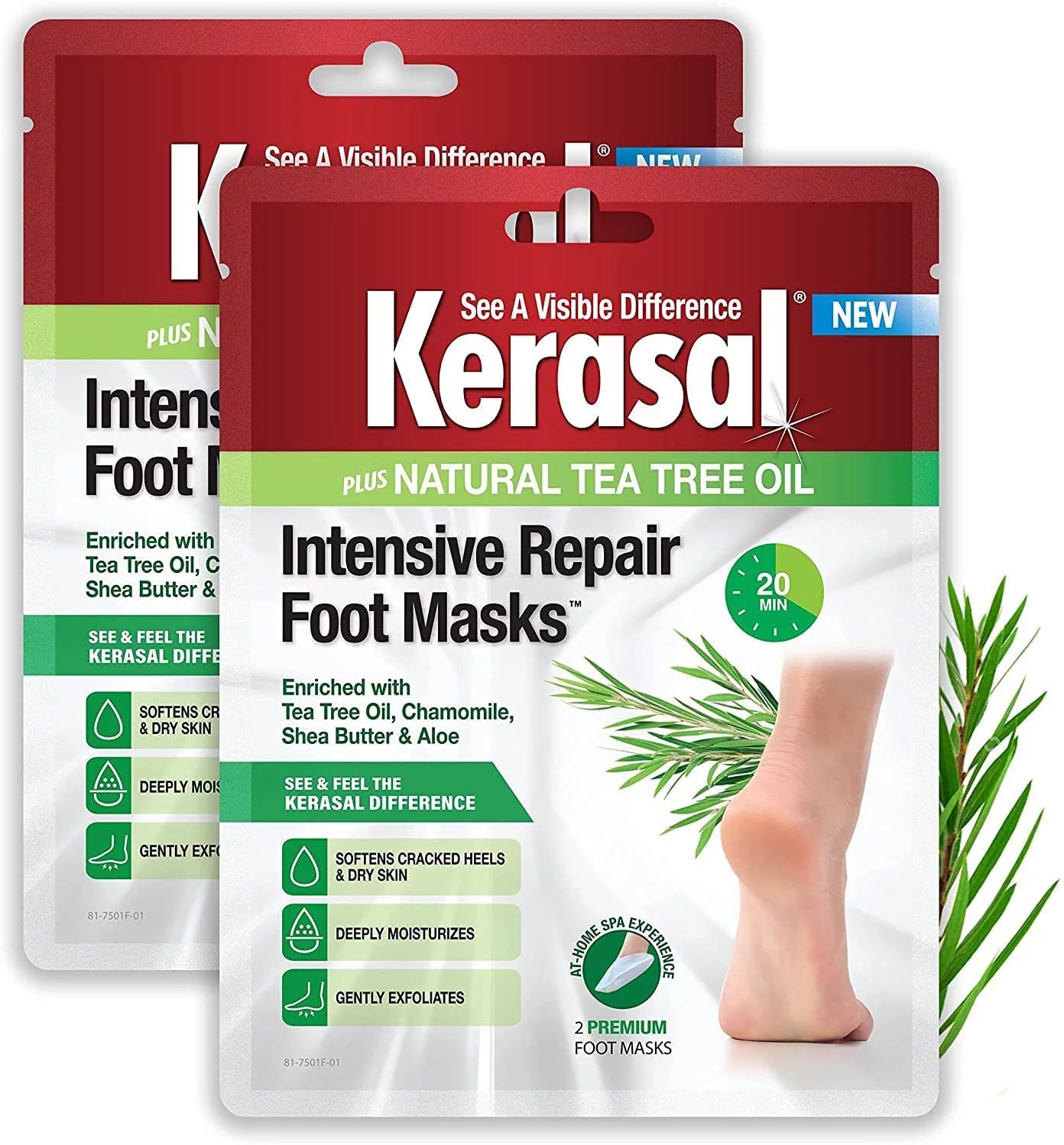 2 Pack - Kerasal Intensive Repair Foot Mask for Cracked and Dry Feet, One Pair 1 ea | Walmart (US)