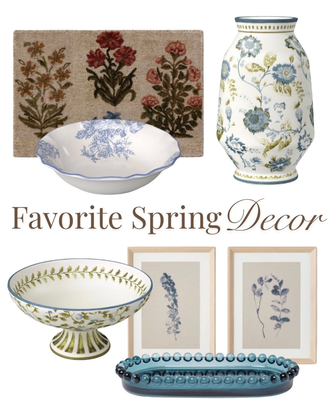 a few spring pieces that instantly make a home feel lighter and more collected

I always gravitate toward soft florals, heritage patterns, little touches of blue, and decorative bowls or trays that feel vintage inspired

linked all my favorite spring decor finds from this board 🤍

#LTKSeasonal #LTKHome