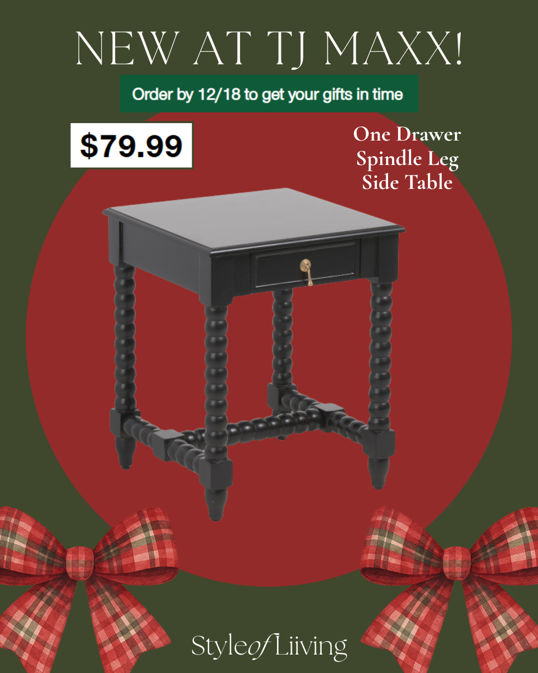 TJ Maxx furniture. One drawer spindle leg side table.
#tjmaxx #sidetable #accentfurniture 

 #LTKHome #LTKSaleAlert #LTKFindsUnder100