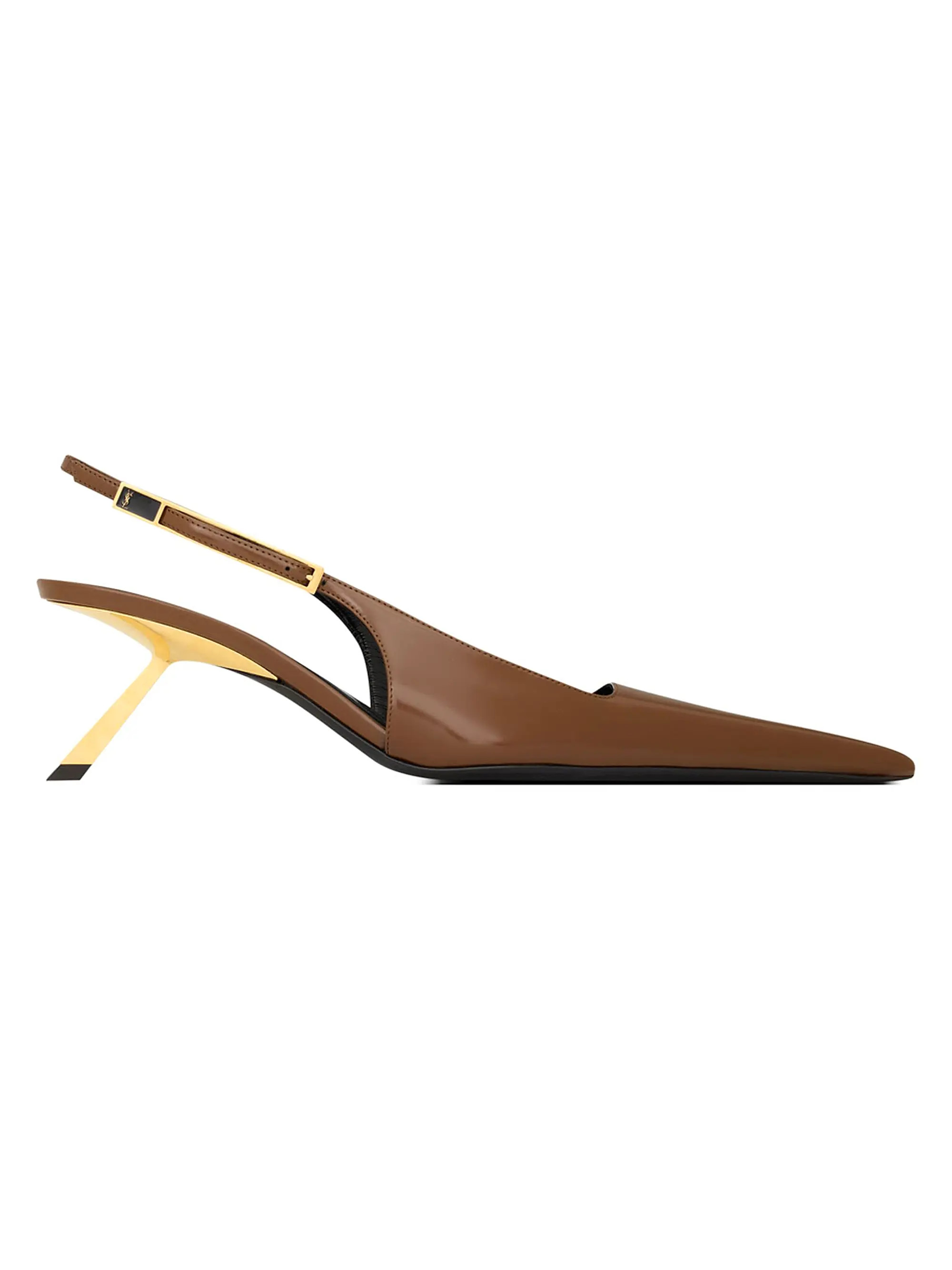 Saint Laurent Lee Slingback Pumps in Glazed Leather | Saks Fifth Avenue | Saks Fifth Avenue