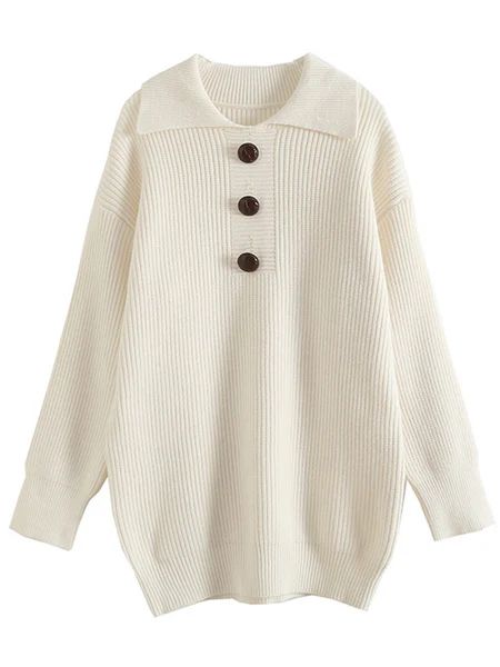 'Sonya' Polo Buttoned Oversized Sweater | Goodnight Macaroon