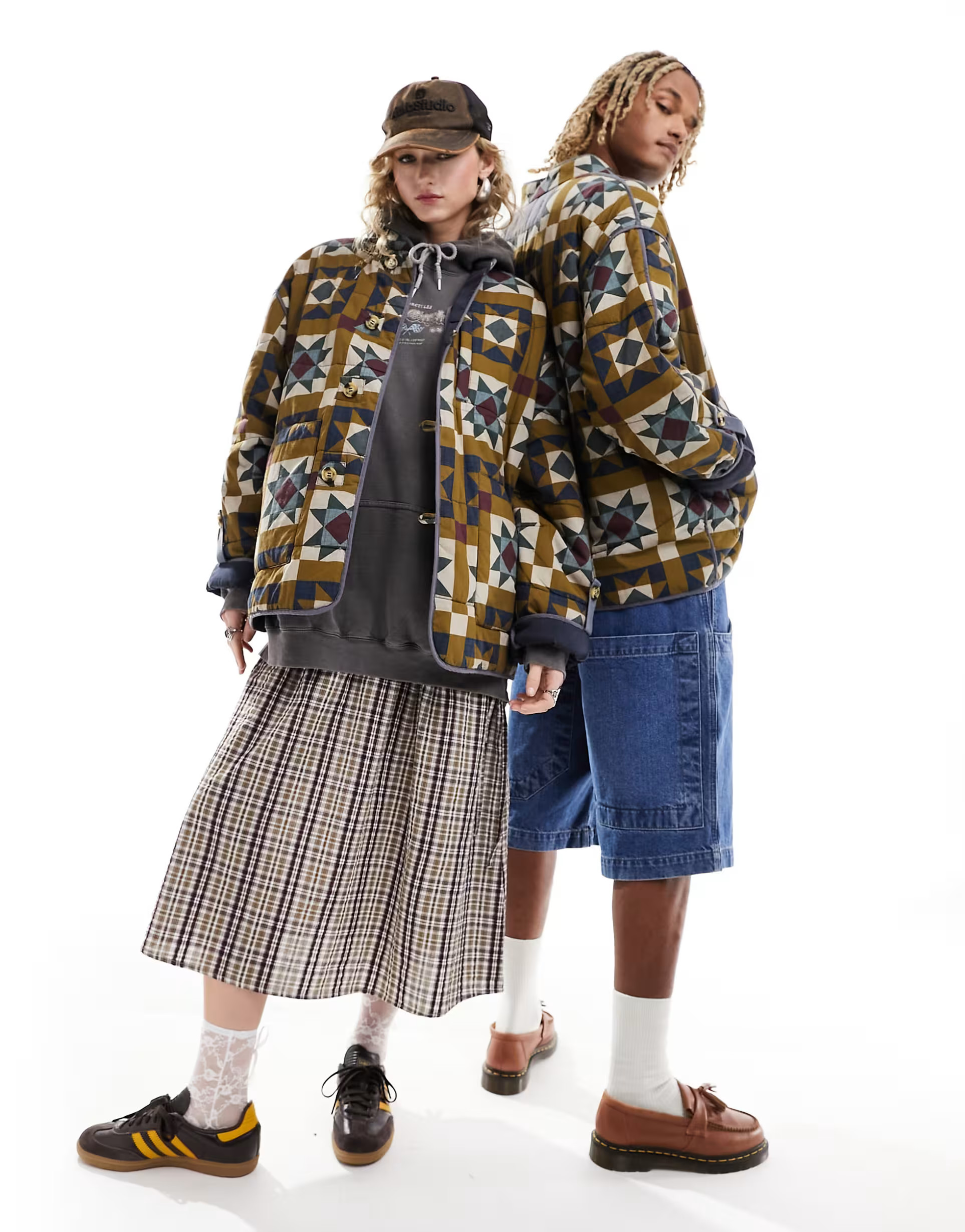 Reclaimed Vintage - Uniseks gewatteerd dun jack met patchwork | ASOS | ASOS (Global)