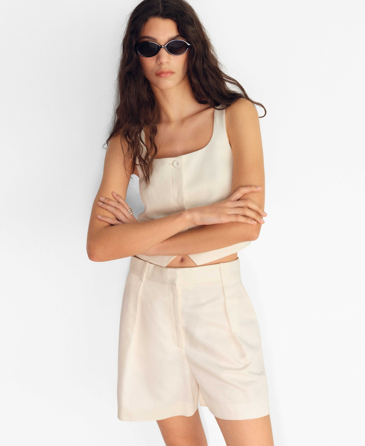 Mango Women's Linen Blend Suit Vest - White | Macy's