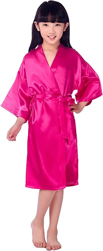 Children's Silk Stain Pure Kimono Wedding Dressing Gown Kimono Robes Bridal Lingerie Sleepwear | Amazon (US)