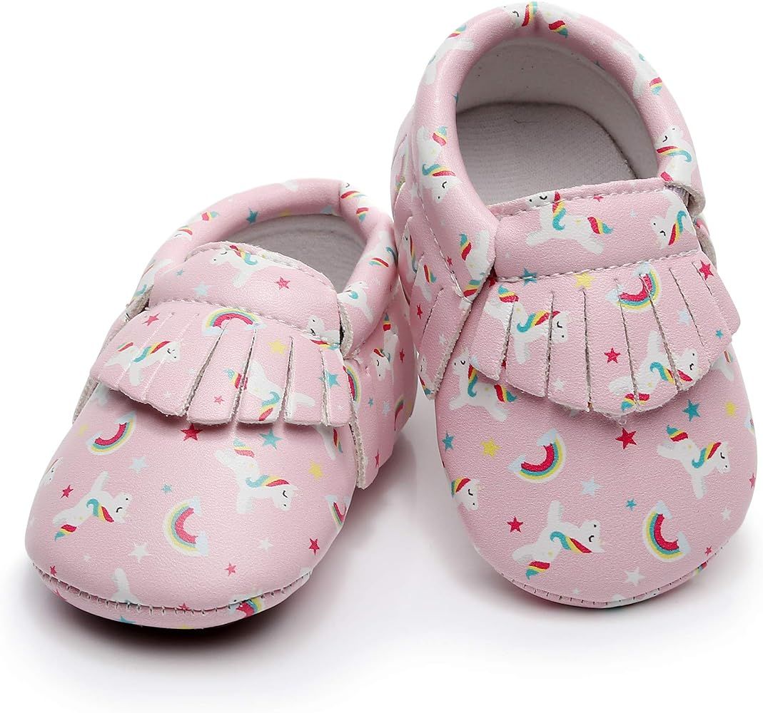 Bebila Cute Cartoon Baby Moccasins - Vegan Baby Girls Boys Shoes with Non-Skid Rubber Sole for First | Amazon (US)