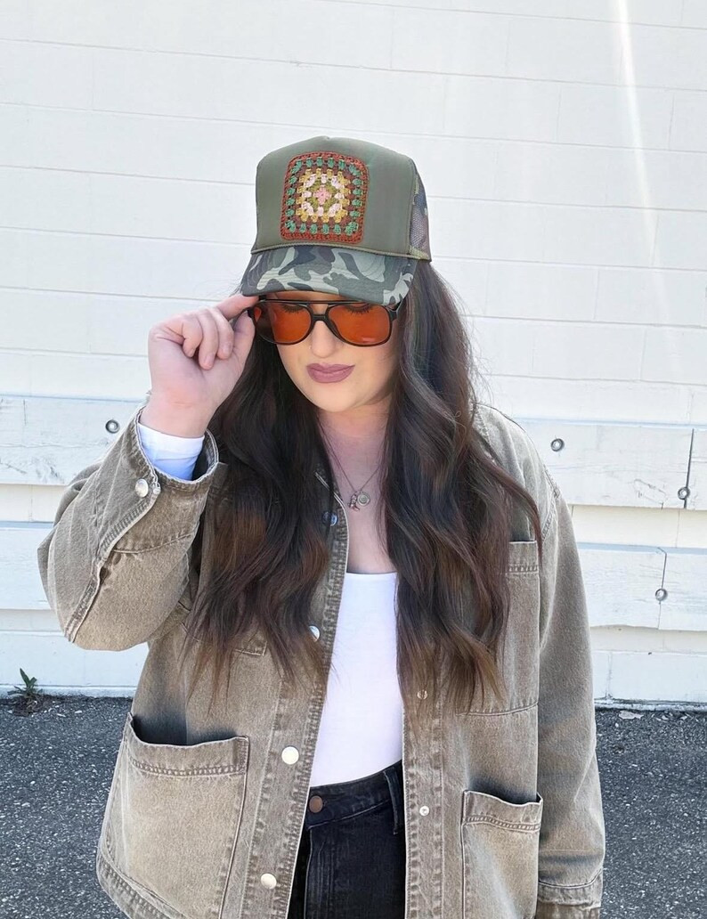 Crochet Granny Square Trucker Hat - Etsy | Etsy (US)