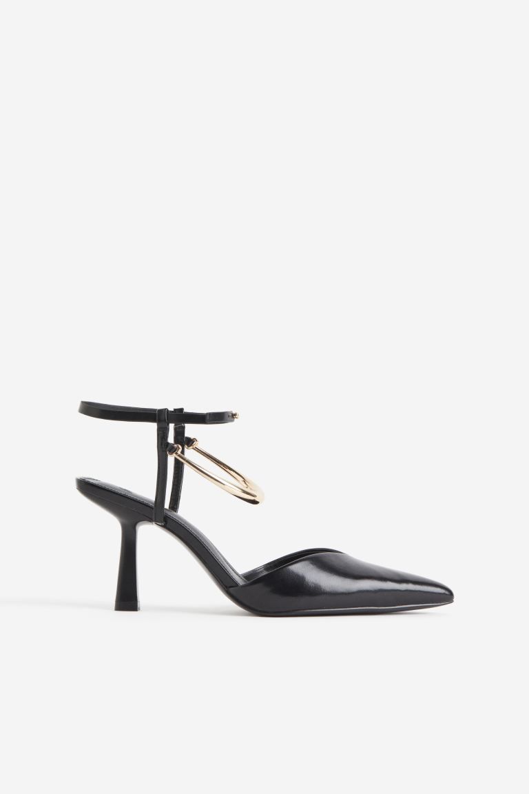 Anklet-detail heels - Black - Ladies | H&M GB | H&M (UK, MY, IN, SG, PH, TW, HK)