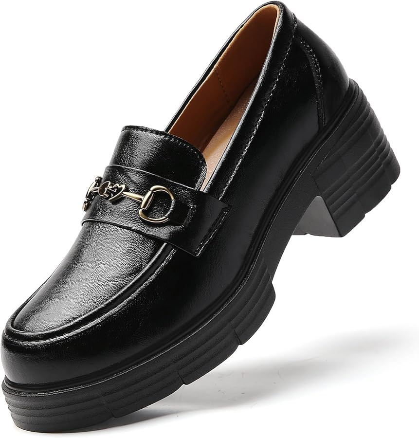 Loafers for Women Penny Platform Loafers Slip-ons Chunky Heel Shoes Comfortable Business Casual D... | Amazon (US)