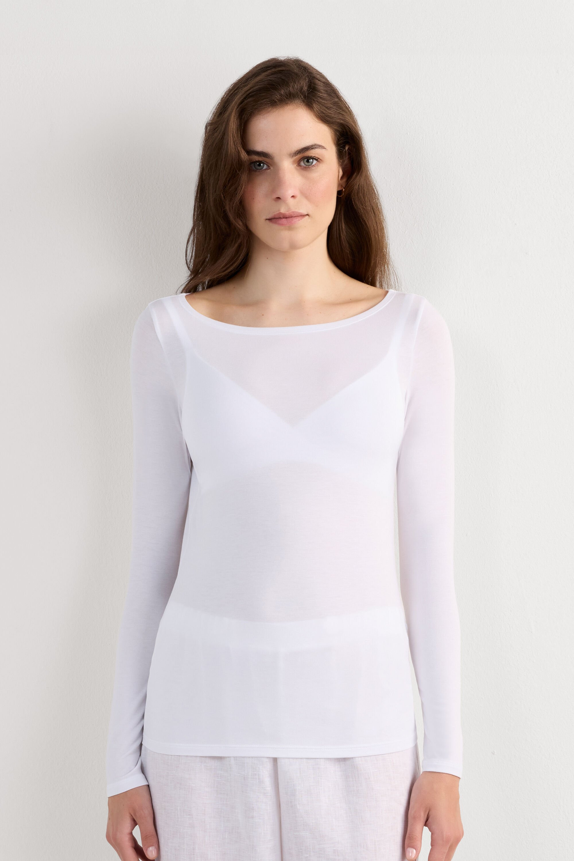 Bateau Neck Long Sleeve Long Neck Top | Intimissimi | Intimissimi (US)