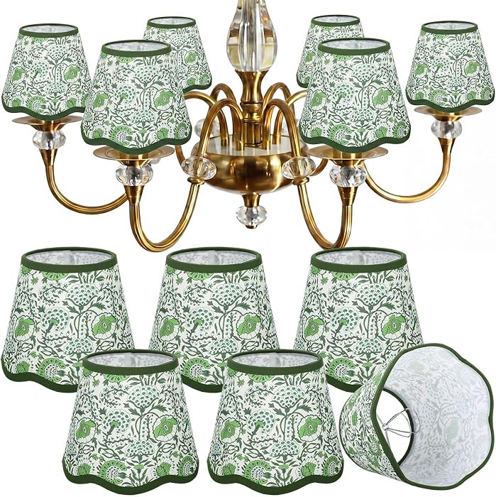 Gerrii 6 Pcs Scalloped Lamp Shades Floral Block Print Lamp Shades Cotton Lampshade 3x6x5 Inch Coa... | Amazon (US)