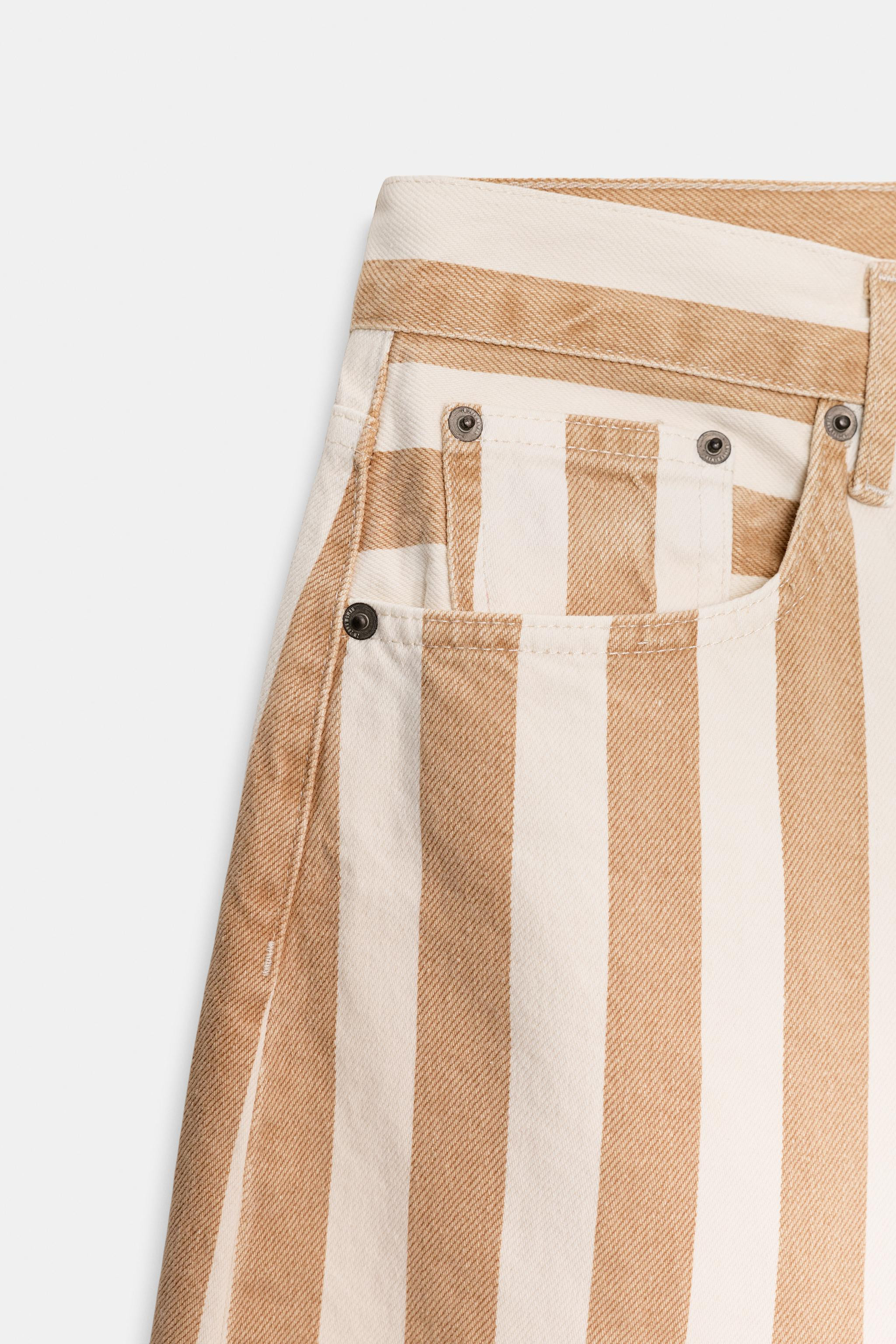 ZW COLLECTION MID-RISE STRIPED CULOTTE JEANS | Zara US