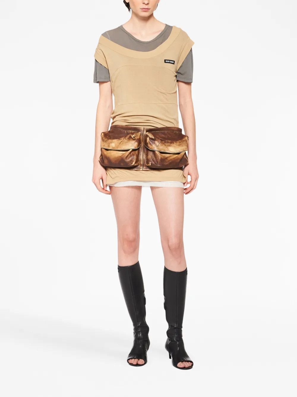 Miu Miu pouch-pockets Leather Wide Belt - Farfetch | Farfetch Global