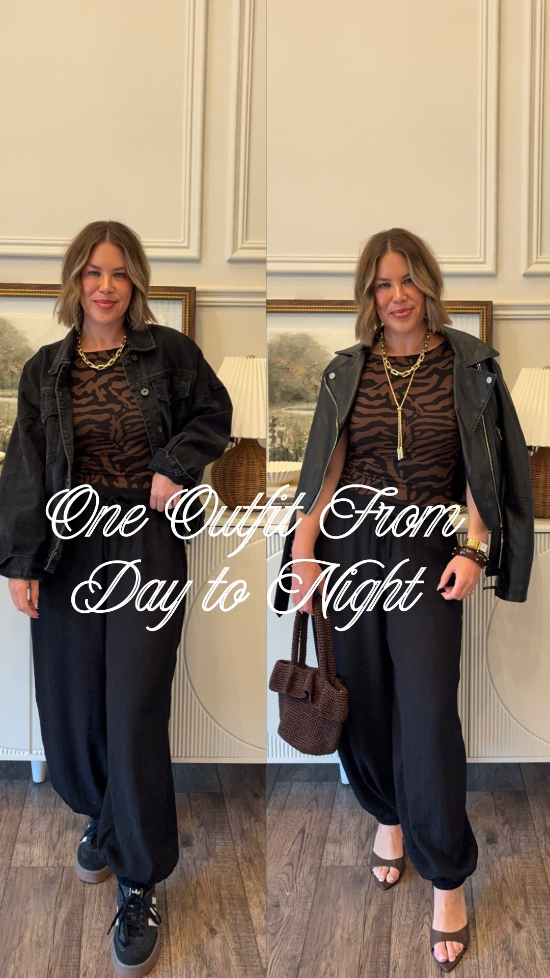 One outfit from day to night!!
The perfect and easiest way to
change an outfit from day to night is changing shoes, jackets, and or accessories!! Which look do you like better??
#outfitidea #outfitinspo #summeroutfit #daytonight #oldnavystyle #datenightlook #balloonpants #zebraprint #amazon #amazonfashion #casuallook

#LTKootd #LTKSeasonal #LTKOver40