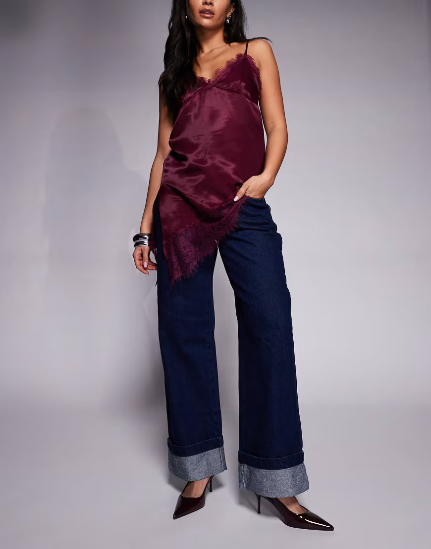 Abrand Jeans 99 low baggy turn-up jeans in dark wash-Navy | ASOS (Global)