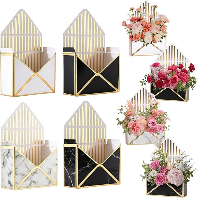 Ncozwo Flower Envelope Boxes Floral Envelope Paper Box Florist Bouquet Folding Gift Packaging Bas... | Amazon (US)