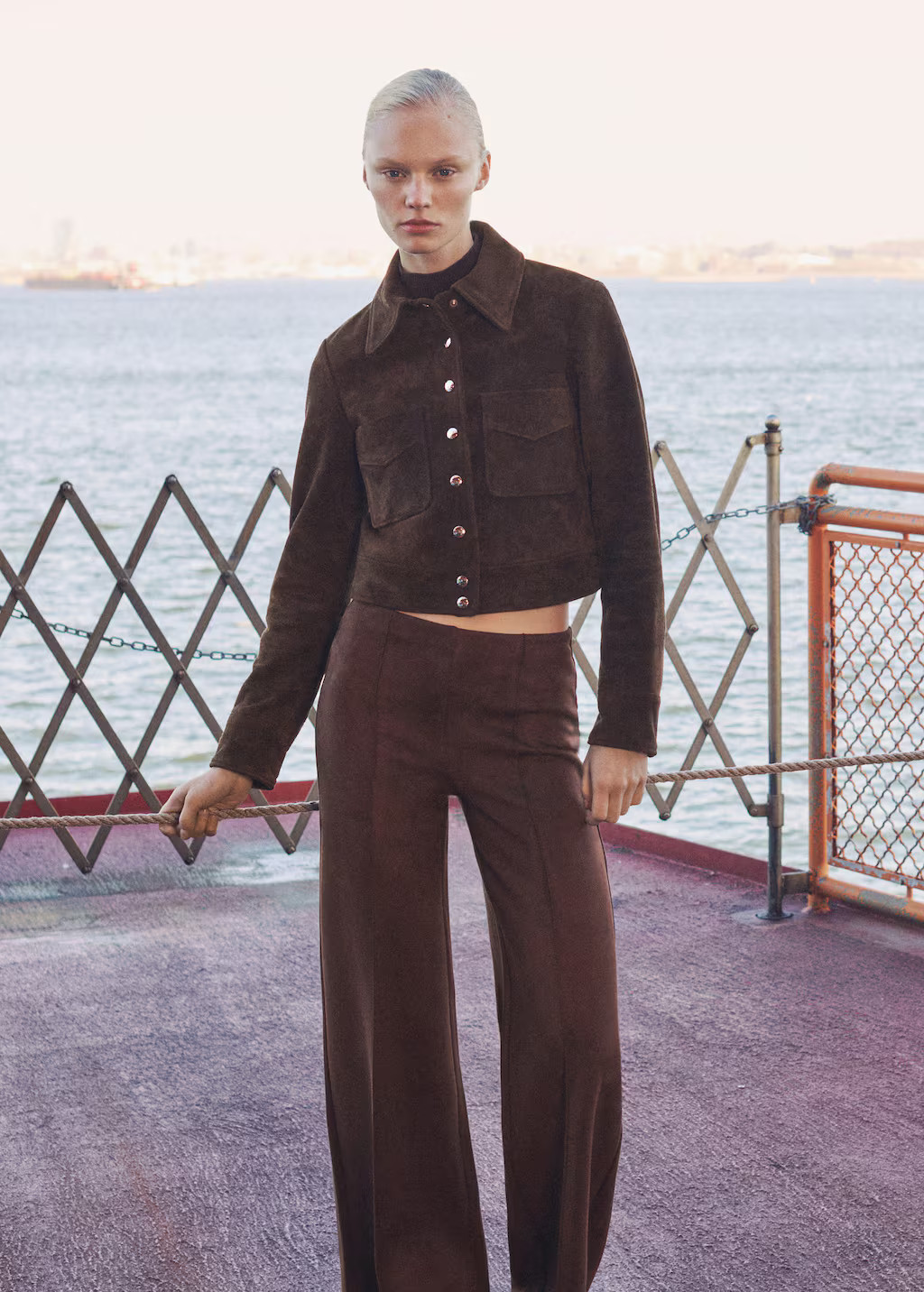 Suede jacket with pockets chocolate - Women - S - MANGO | Mango (US/MX/AU)