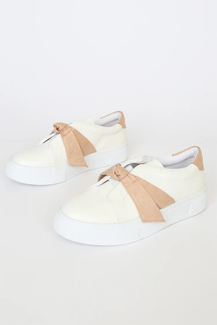 Calissa Light Nude Bow Flatform Sneakers | Lulus (US)
