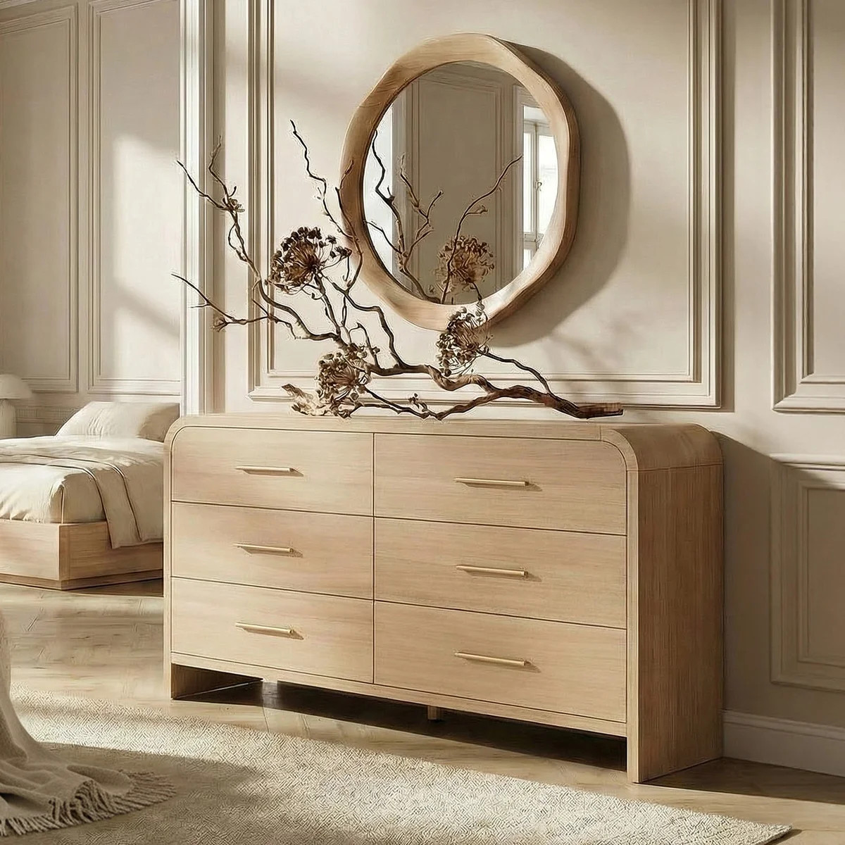 Modern 6-Drawer Storage Cabinets With Large Rounded Corner Dresser | Wayfair North America