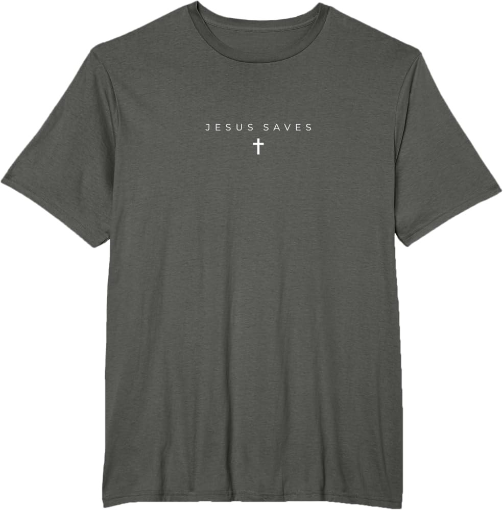Jesus Saves Cross Subtle Christian Minimal Religious Faith T-Shirt | Amazon (US)