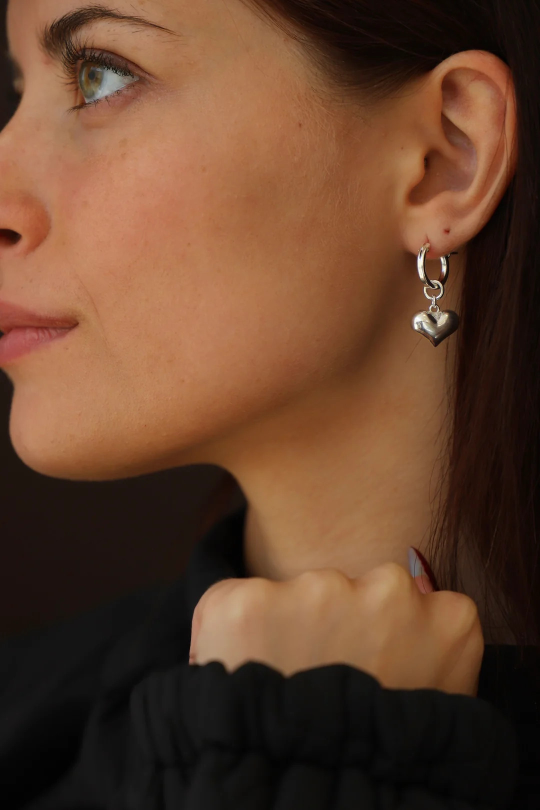 PUFF HEART HOOP EARRINGS | Katie Waltman Jewelry