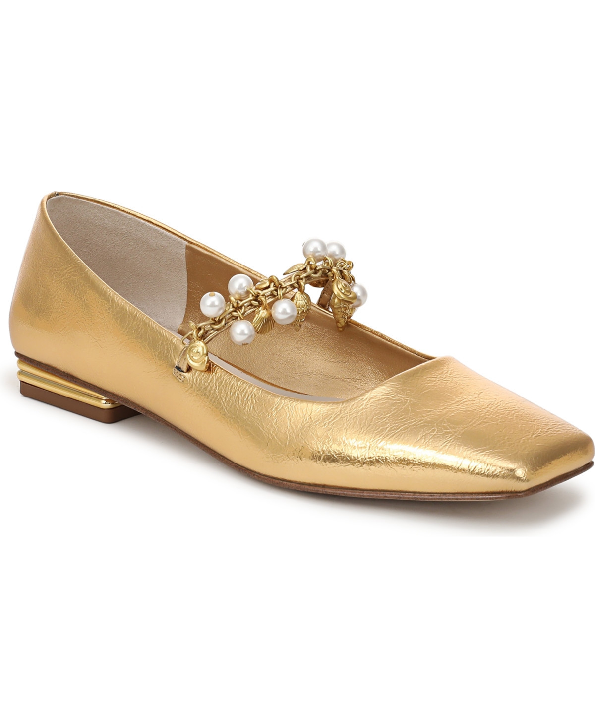 Franco Sarto Women's Tinsley Square Toe Mary Jane Flats - Ocra Gold Faux Leather | Macy's