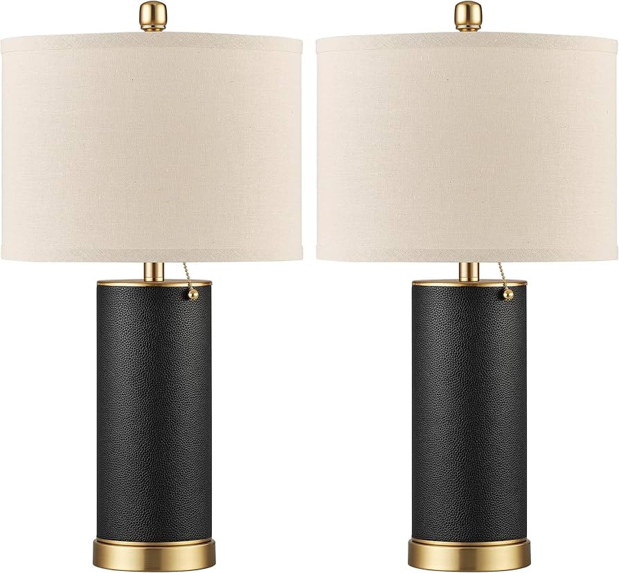 KDG 23.4" Black PU Leather Table Lamps for Living Room Set of 2, 3 Level Brightness LED Modern Ho... | Amazon (US)