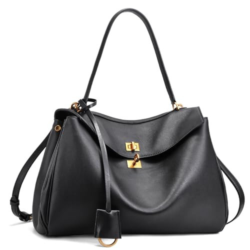 Genuine Leather Tote Bag for Women: Soft Leather Shoulder Handbags for Ladies - Large Satchel Purse for Travel Work(Black Large) | Amazon (US)