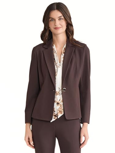 Kasper Plus-Size One-Button Notch Collar Blazer with Seamed Waist – Compression Fit | Amazon (US)