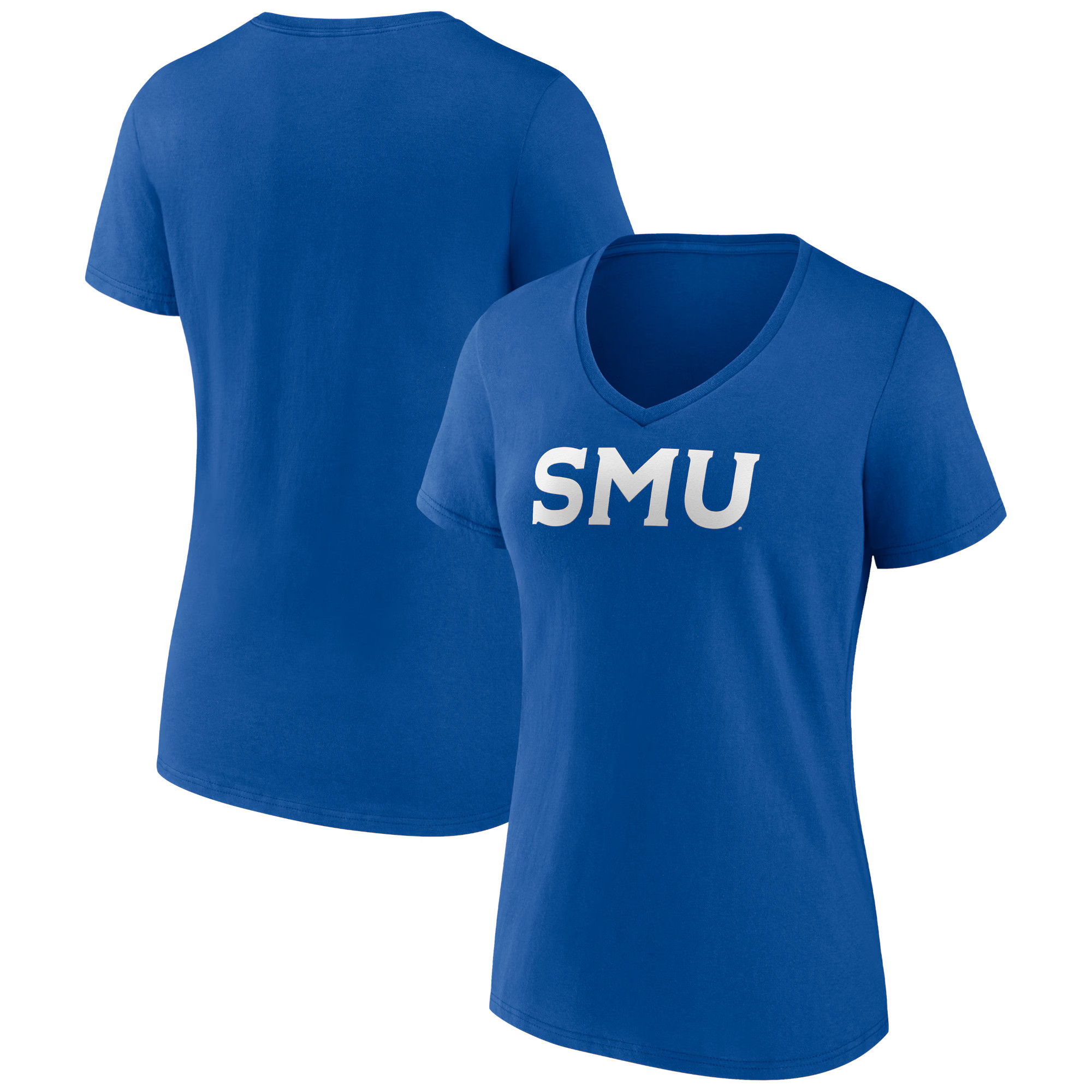 SMU Mustangs Women's Basic Arch V-Neck T-Shirt - Royal | Fanatics