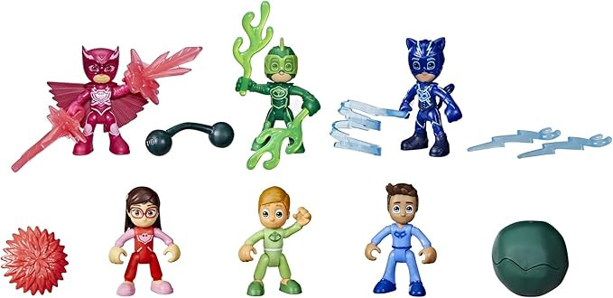 PJ Masks Nighttime Heroes Figure Set Preschool Toy, 6 Action Figures and 11 Accessories for Kids ... | Amazon (US)