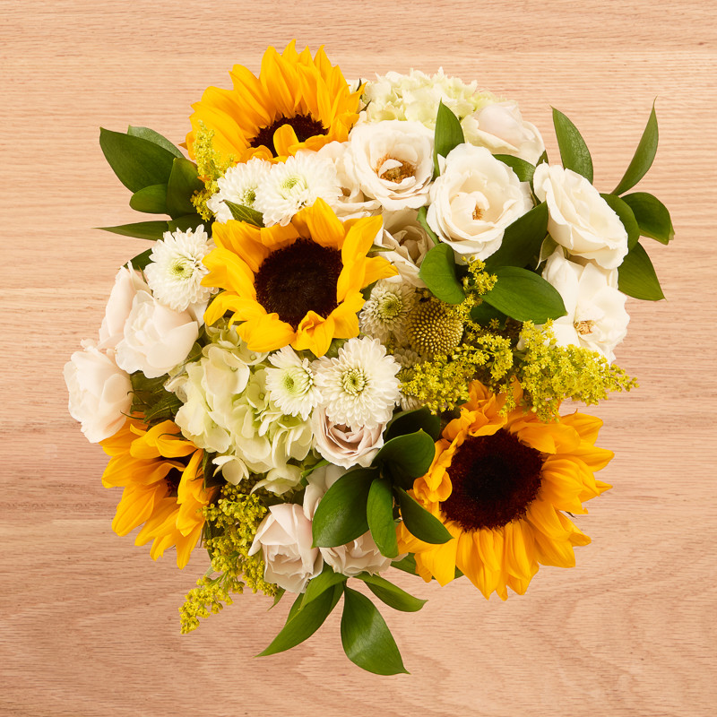 Sunflower and White Spray Rose Bouquet - The Bouqs Co. | The Bouqs Co.