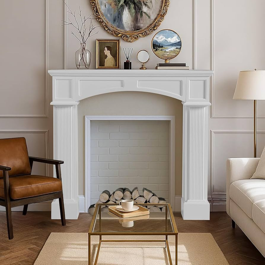 Modern Fireplace Mantel Surround, White Freestanding Surround Mantel for Electric Fireplaces, Wat... | Amazon (US)