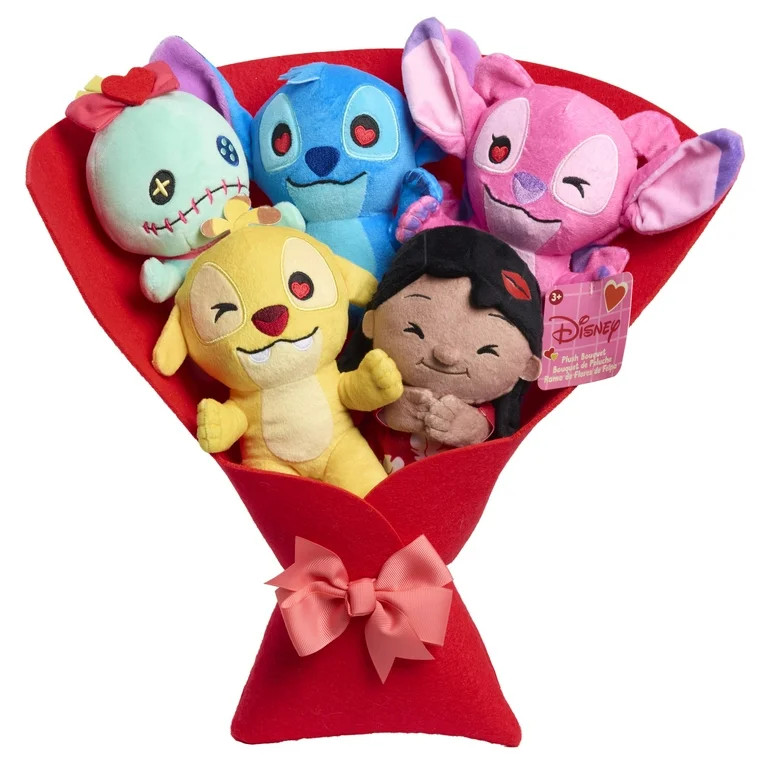 Disney Stitch Valentine 14-inch Large Plush Bouquet, 5 Plushies Included, Kids Ages 2 and up - Wa... | Walmart (US)