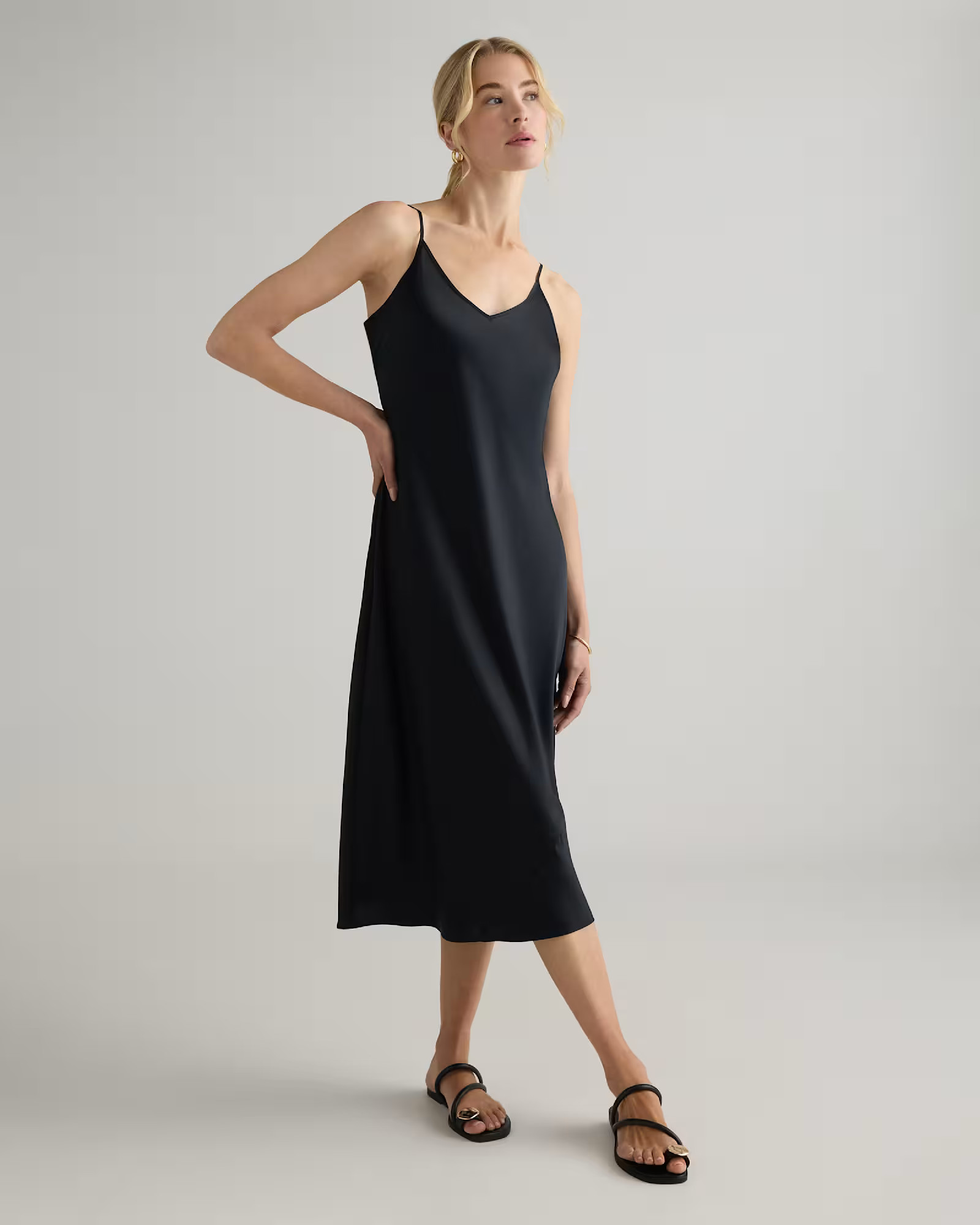 100% Washable Silk Slip Dress in Black | Quince