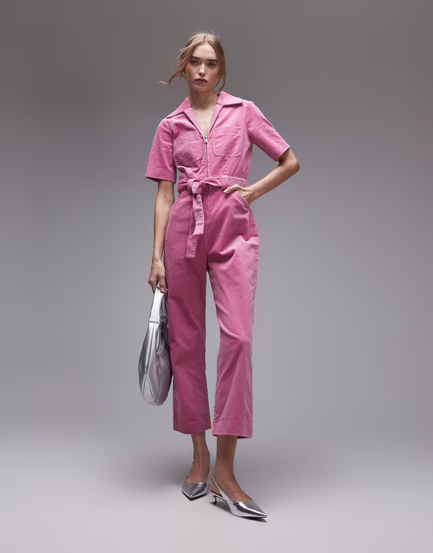 & Other Stories cord belted jumpsuit in light pink | ASOS (Global)