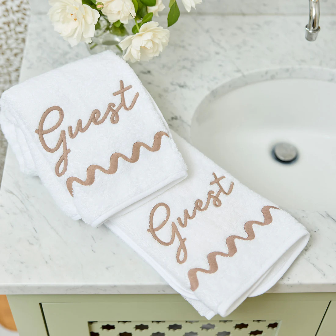 Wave Embroidered Bath Towel | Weezie Towels