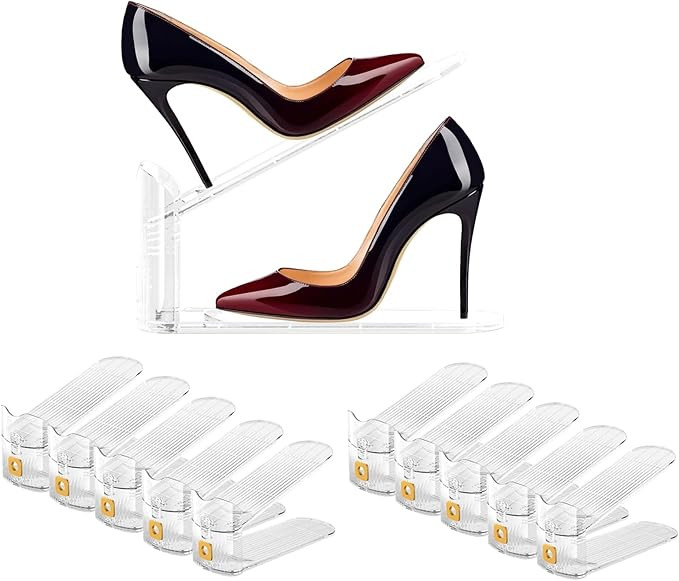 Shoe Slot 0rganizer Clear Shoe Stackers for a Pair of Shoes Shoe Space Saver Shoe Stacker Organiz... | Amazon (US)