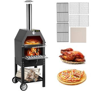 Pizza Oven 12 in. Removable Wheels 2-Layer Charcoal Burning Outdoor Pizza Oven with Pizza Stone f... | The Home Depot