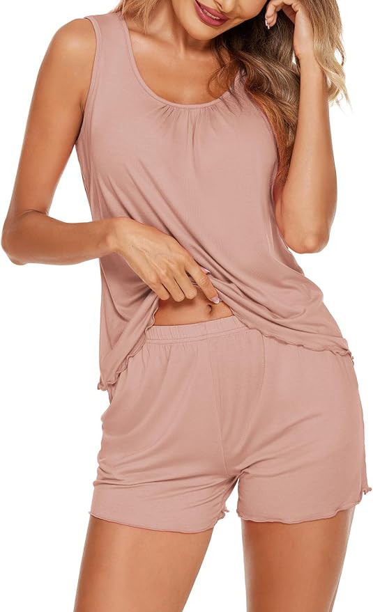 Ekouaer Womens Sleeveless Pajamas Set Casual Sleepwear Soft Pj Sets Tank Top and Shorts 2 Piece L... | Amazon (US)