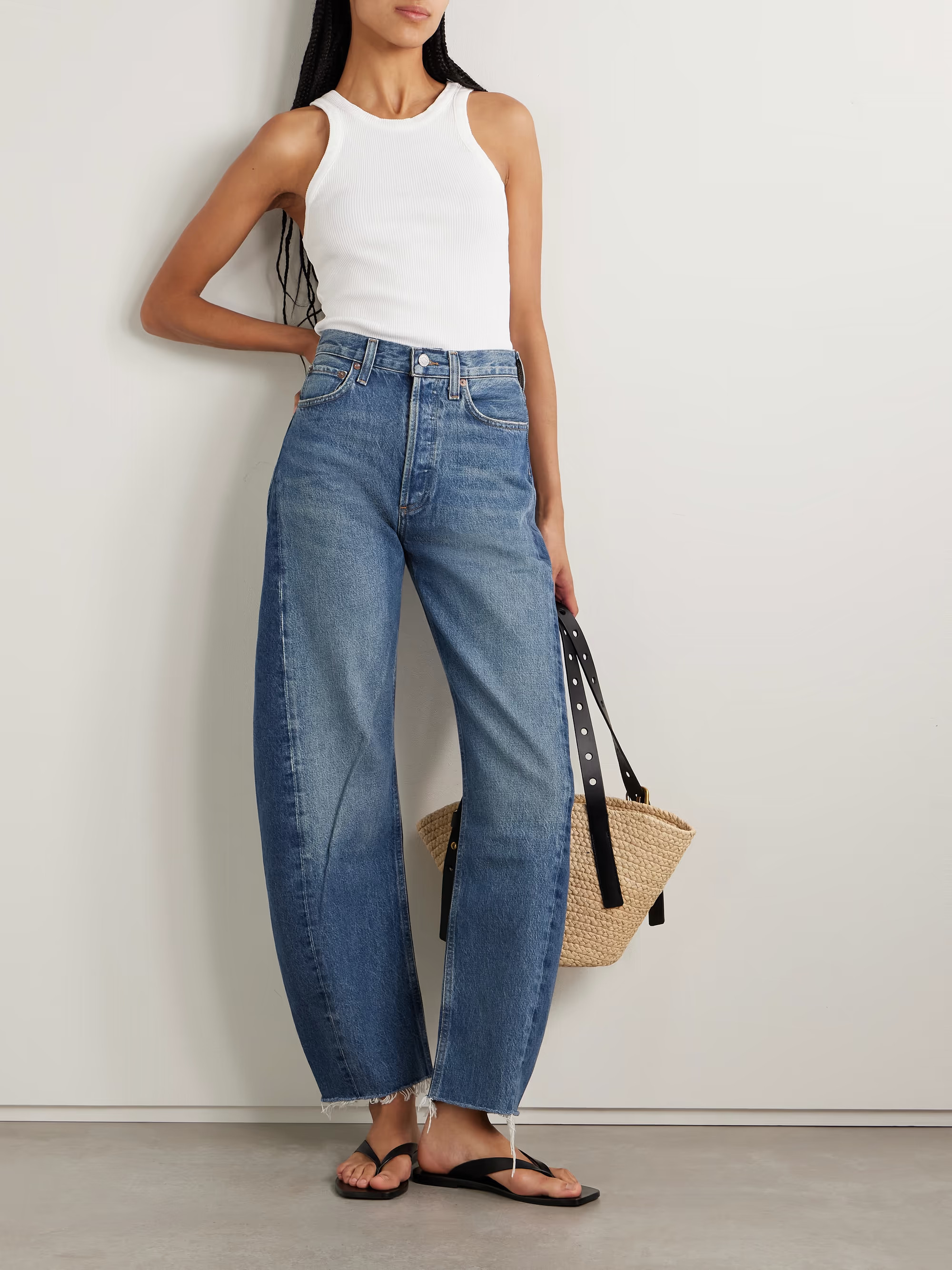 Luna frayed high-rise barrel-leg jeans | NET-A-PORTER (US)
